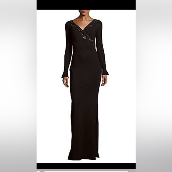 LA PETITE ROBE 🖤 by Chiara Boni Jornei Crystal Grommet V Neck Maxi Dress Black - Picture 16 of 16